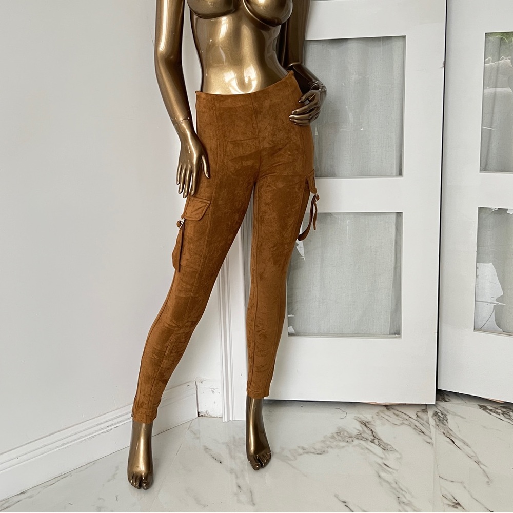 Brand New JLUXLABEL Tan Suede Skinny Pants
